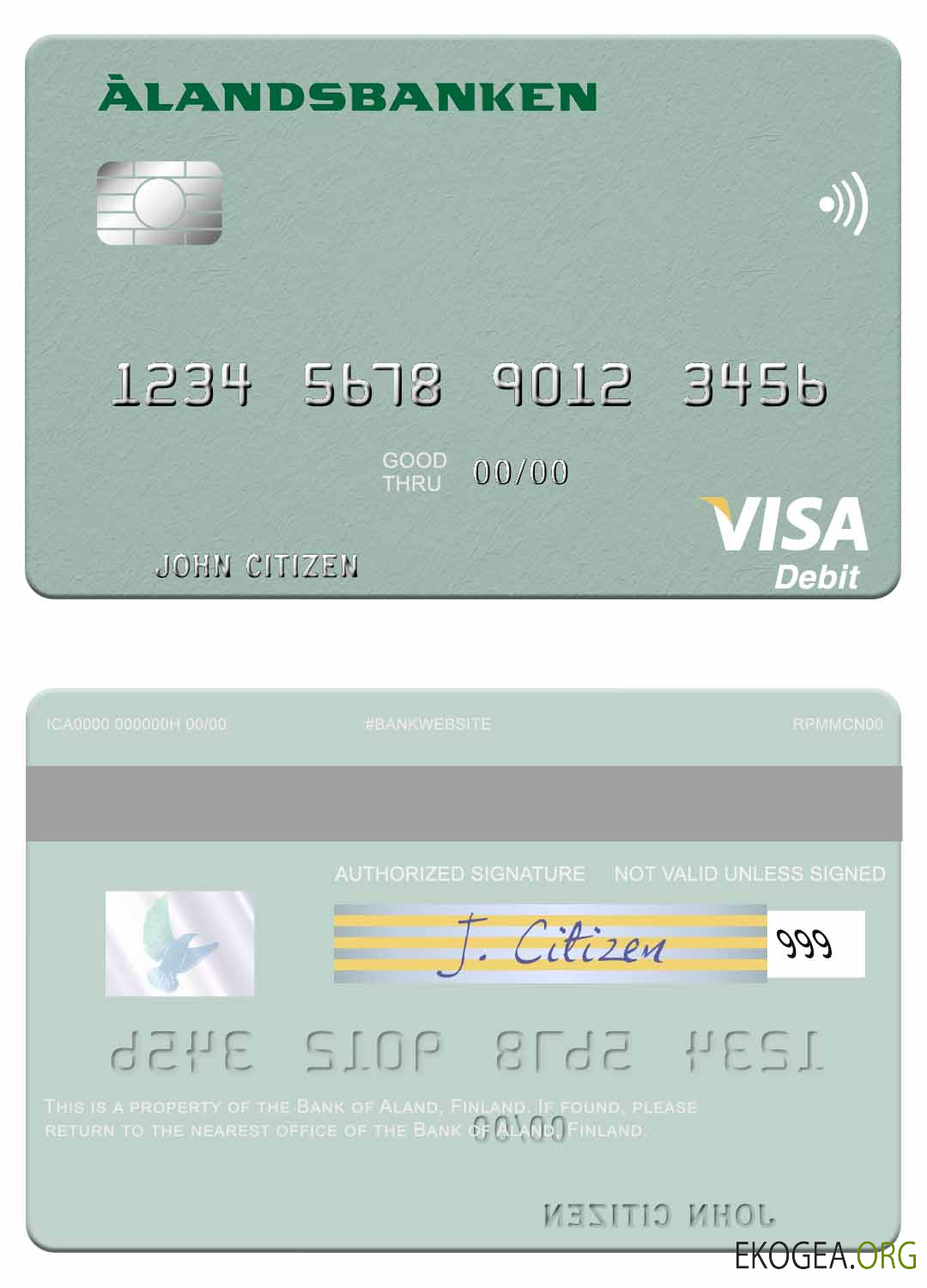 Carte de débit visa de la Banque finlandaise d'Aland